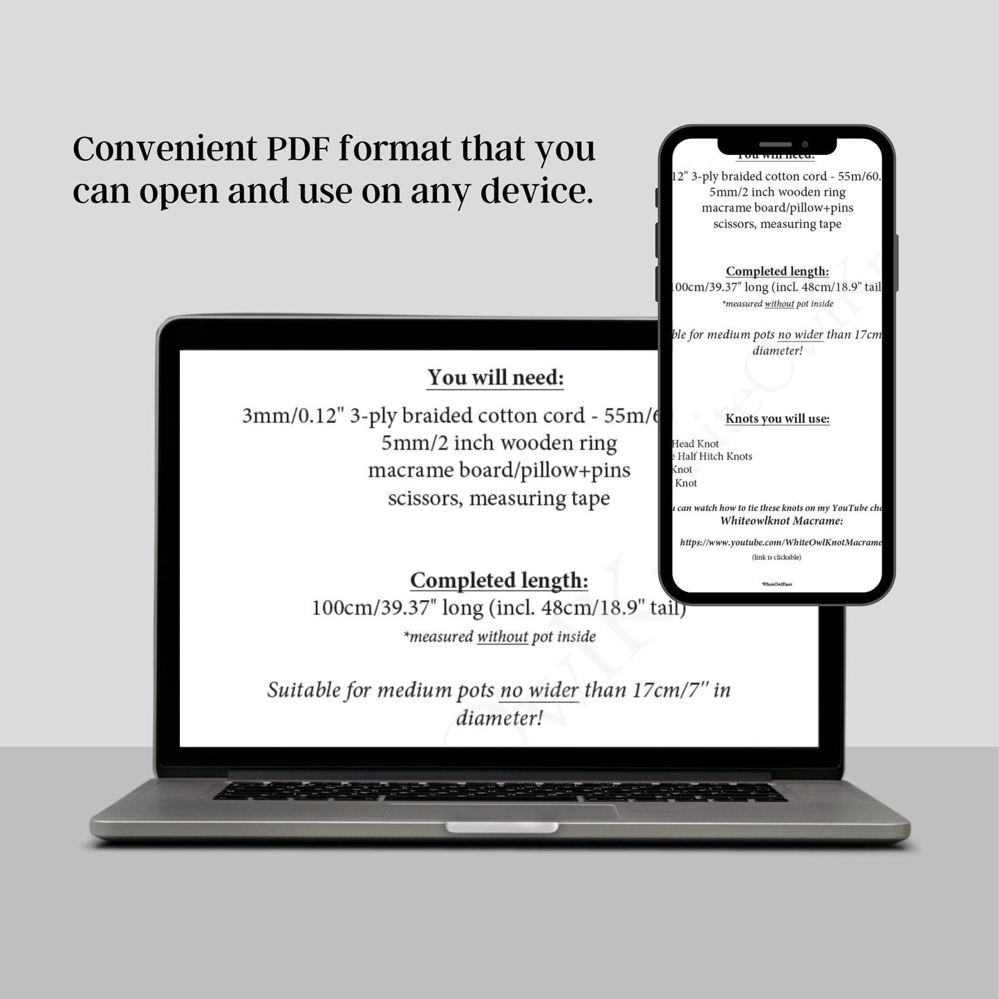 Laptop and smartphone displaying a PDF document on a gray background