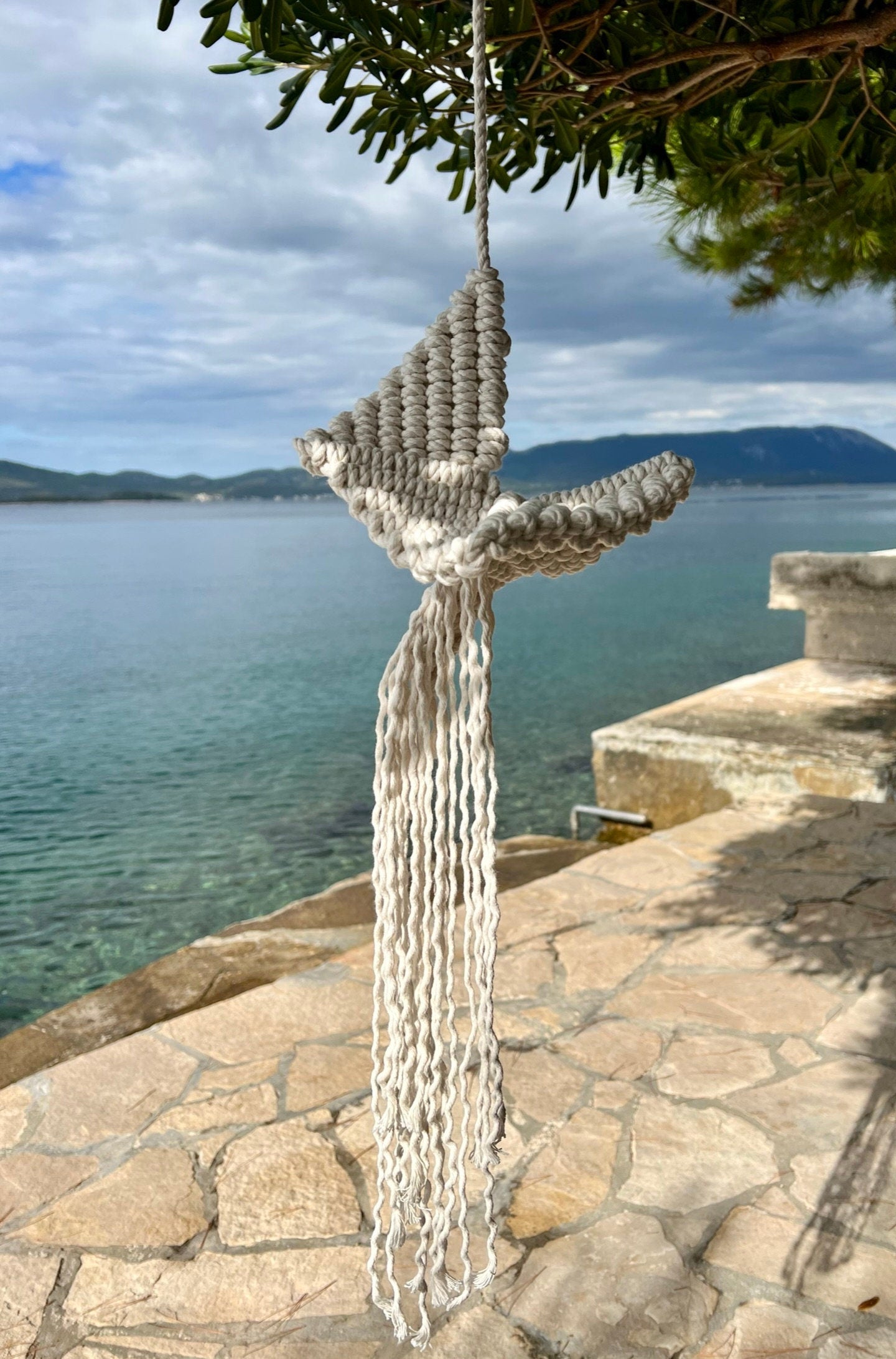 3D Art "Ocean Spirit", Beach House Decor Macrame Pattern