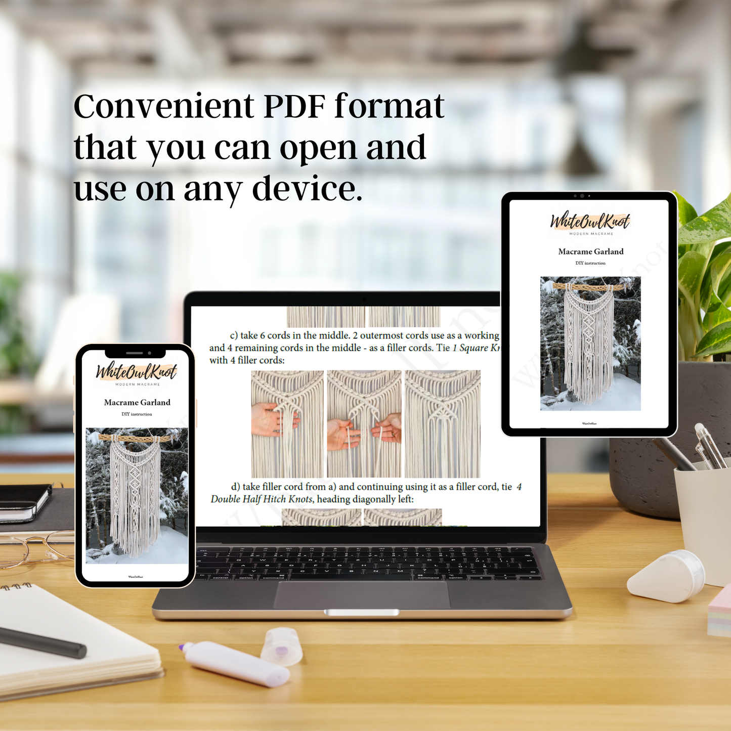 Macrame Wall Hanging Pattern – Step-by-Step PDF Instructions