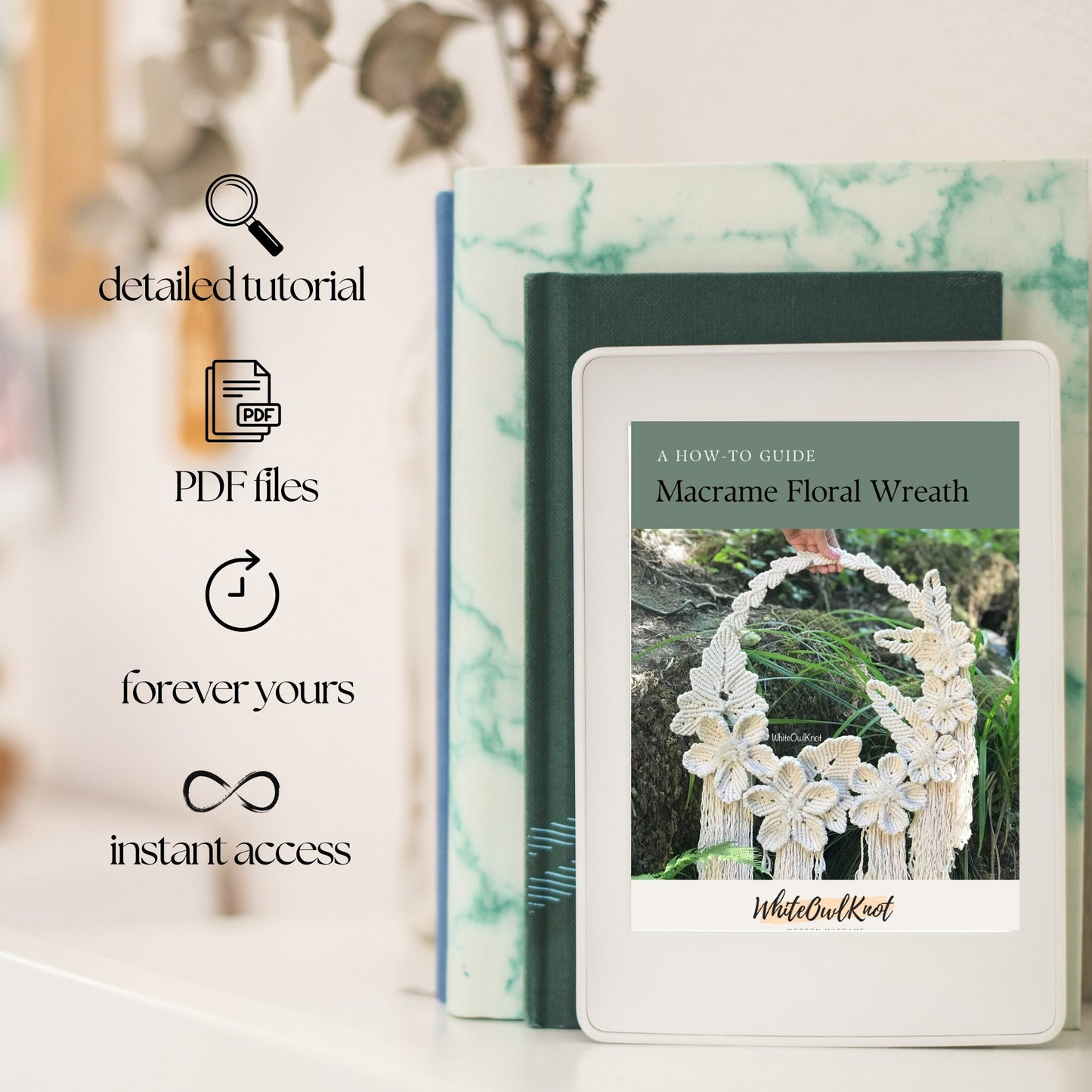 Macrame Flower Wreath, Written step-by-step DIY Pattern