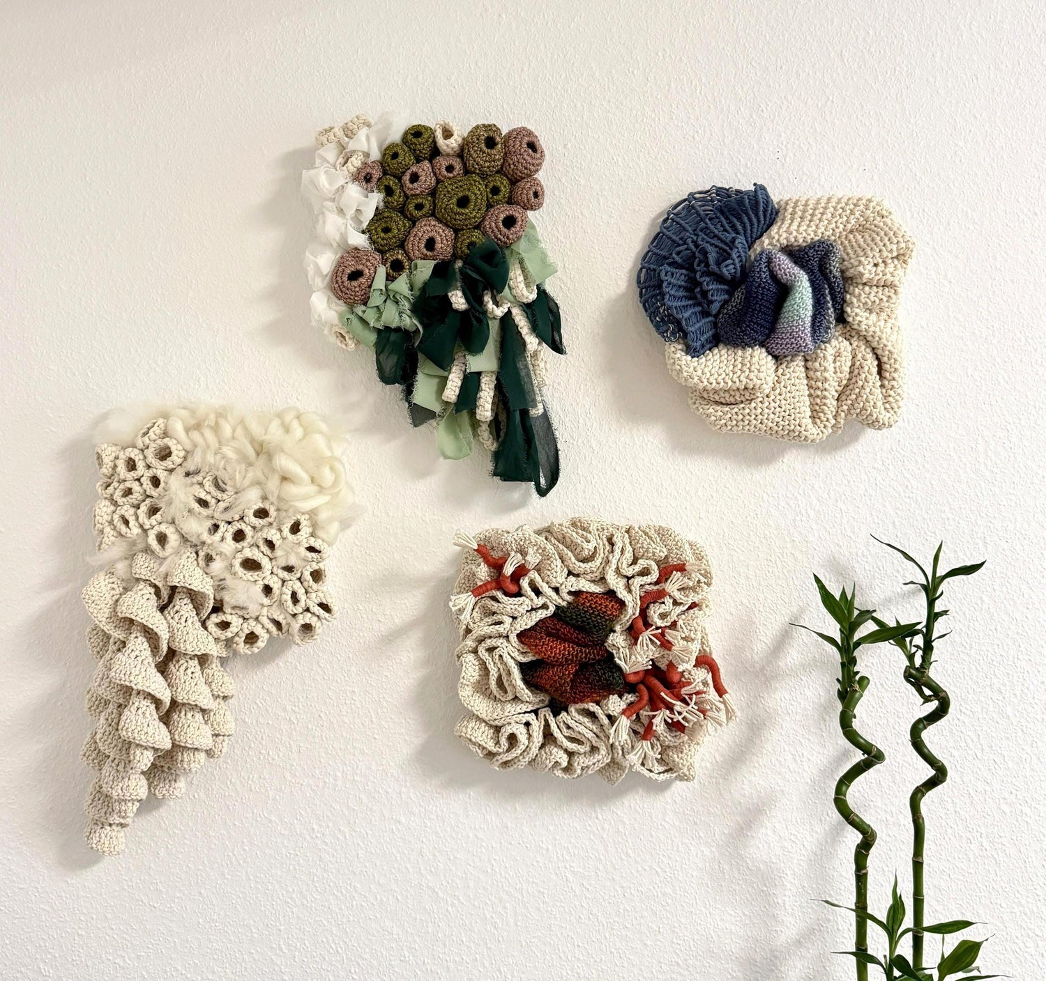Nature-inspired macrame fiber art from Elementa collection featuring organic natural elements