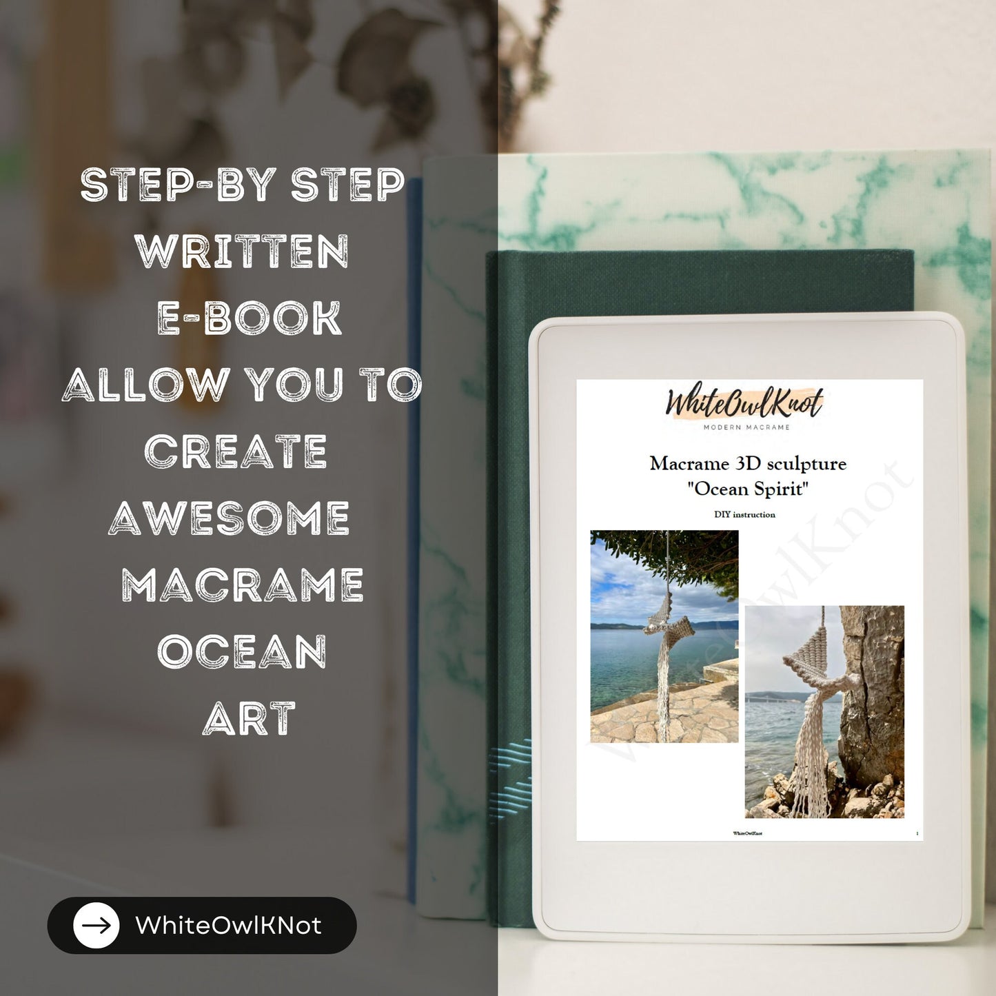 3D Art "Ocean Spirit", Beach House Decor Macrame Pattern