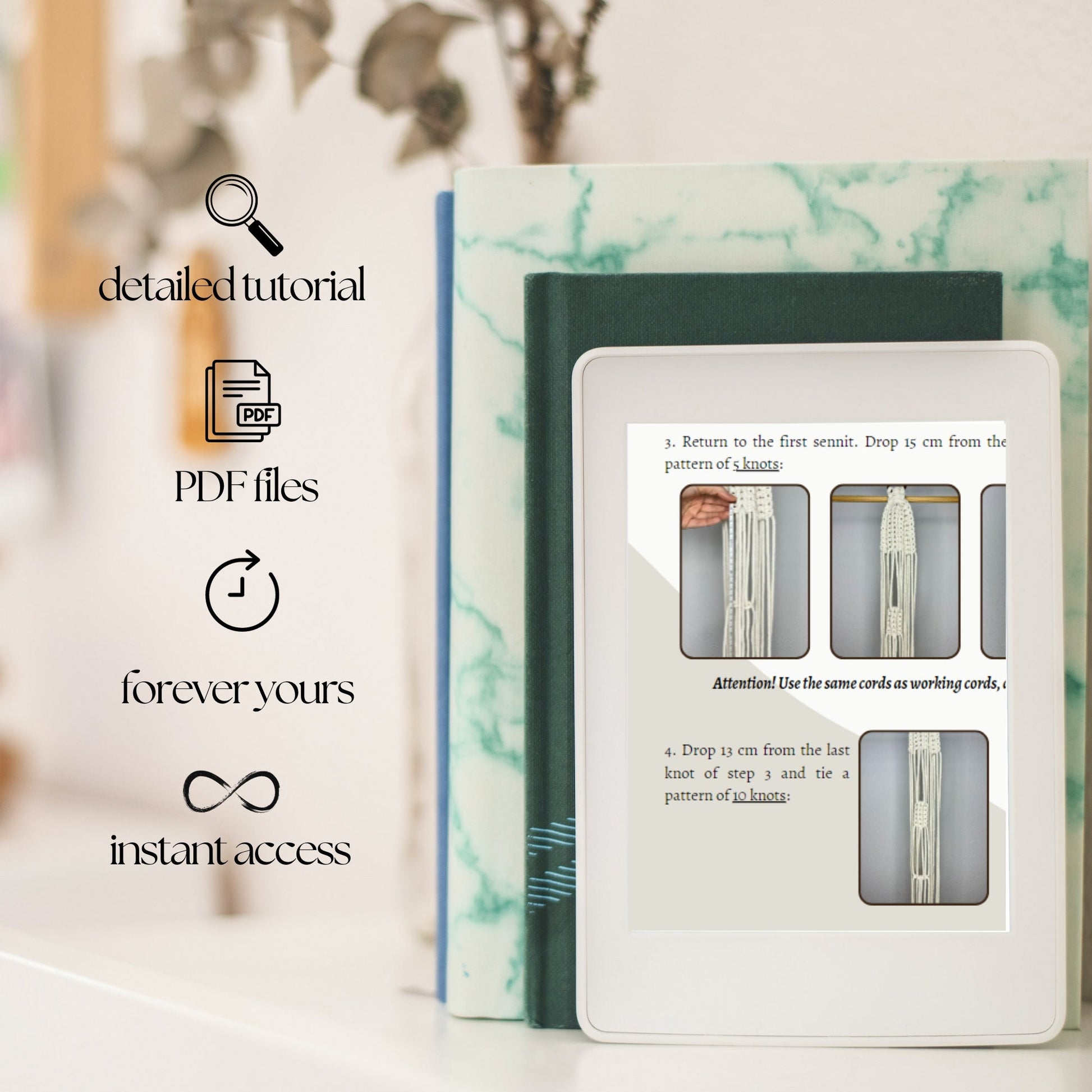 Product packaging with text overlay on a blurred background