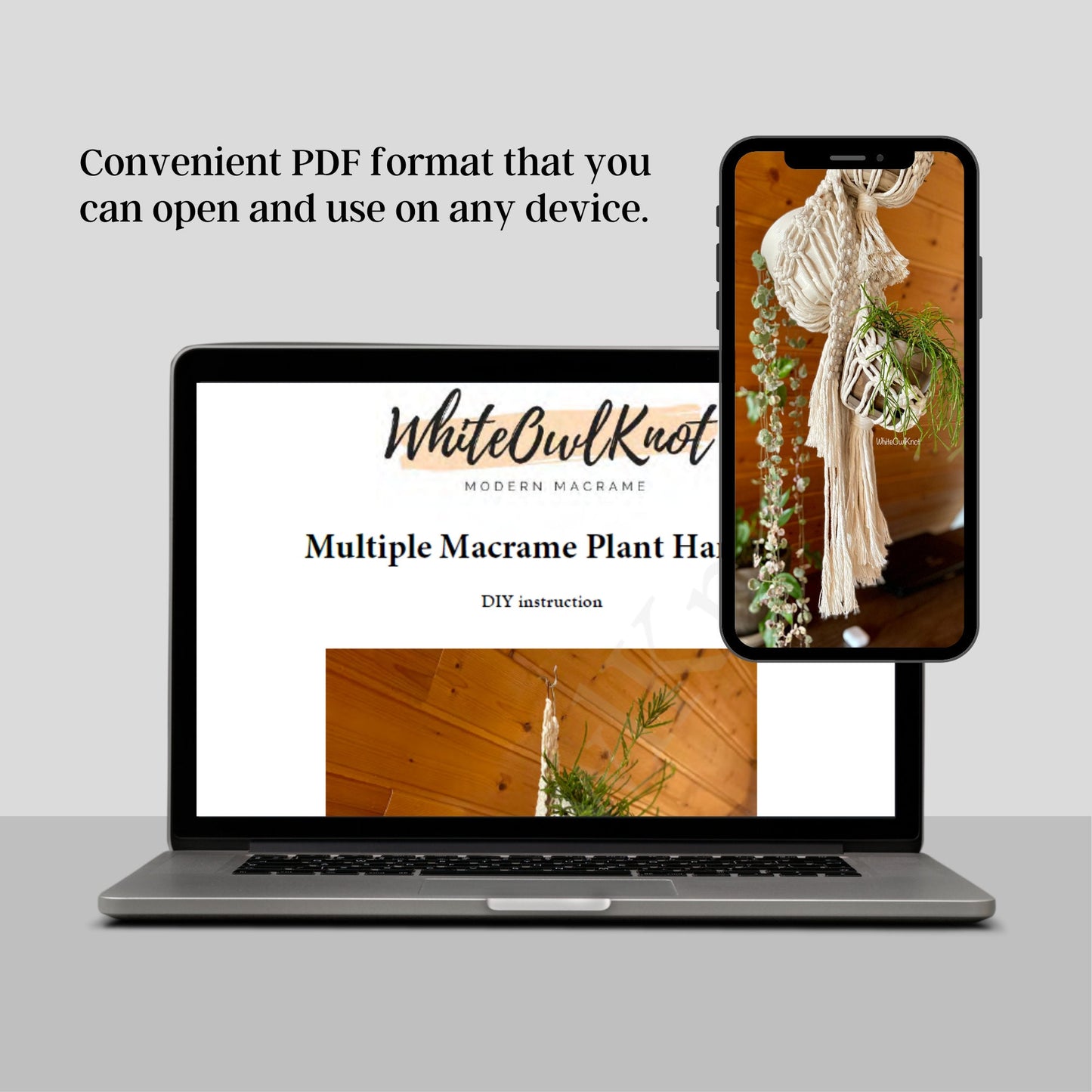 Triple Macrame Plant Hanger DIY Pattern , Eclectic Indoor Garden or Porch Decor