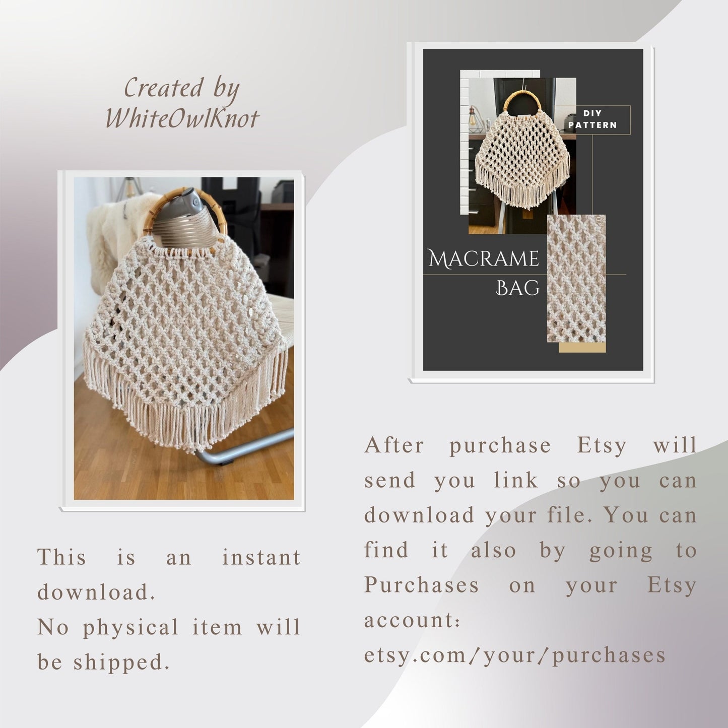 Boho Chic Net Bag, Macrame DIY Pattern