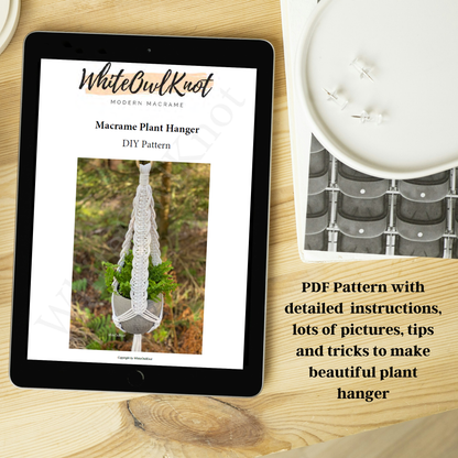 Macrame Plant Hanger PDF Pattern, Boho Hanging Planter DIY