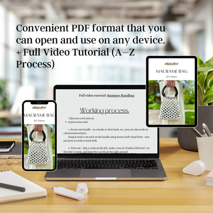 Laptop displaying a PDF and video tutorial on a desk with office elements.