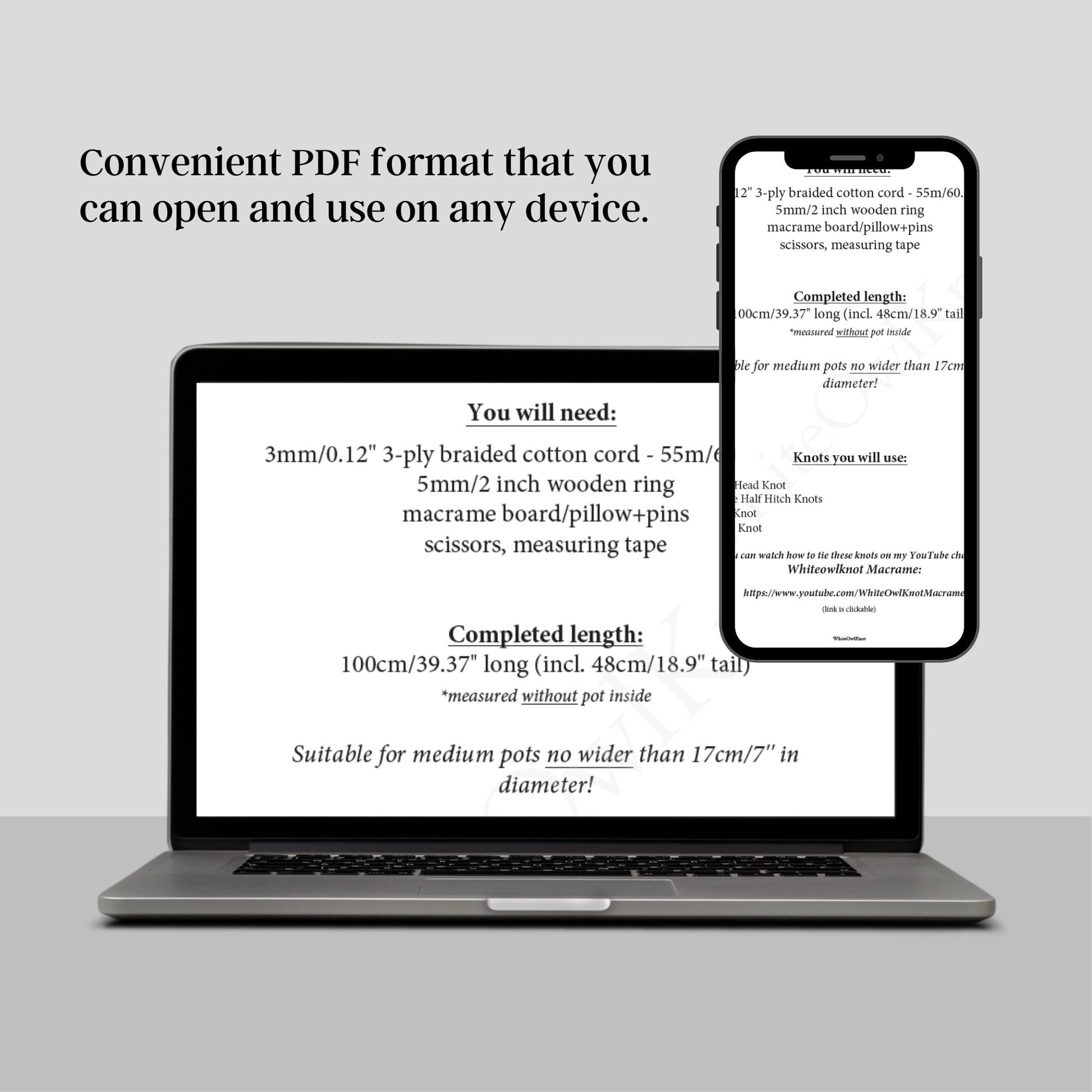 Laptop and smartphone displaying a PDF document on a gray background