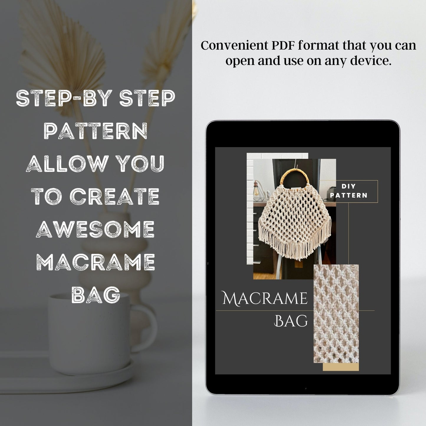 Boho Chic Net Bag, Macrame DIY Pattern