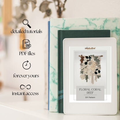 Floral coral reef DIY pattern book with digital version on screen