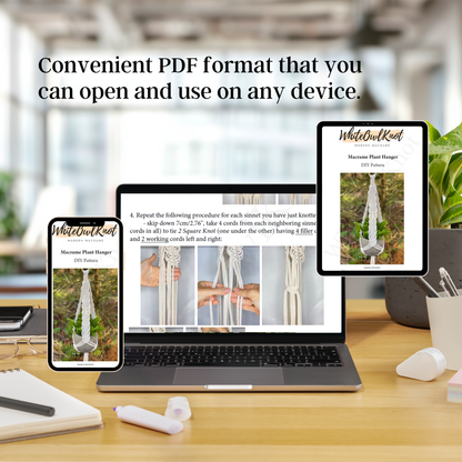 Macrame Plant Hanger PDF Pattern, Boho Hanging Planter DIY