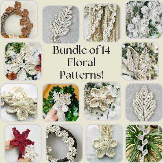 Bundle of 14 DIY Macrame Floral Patterns to Make Unique Floral Pieces