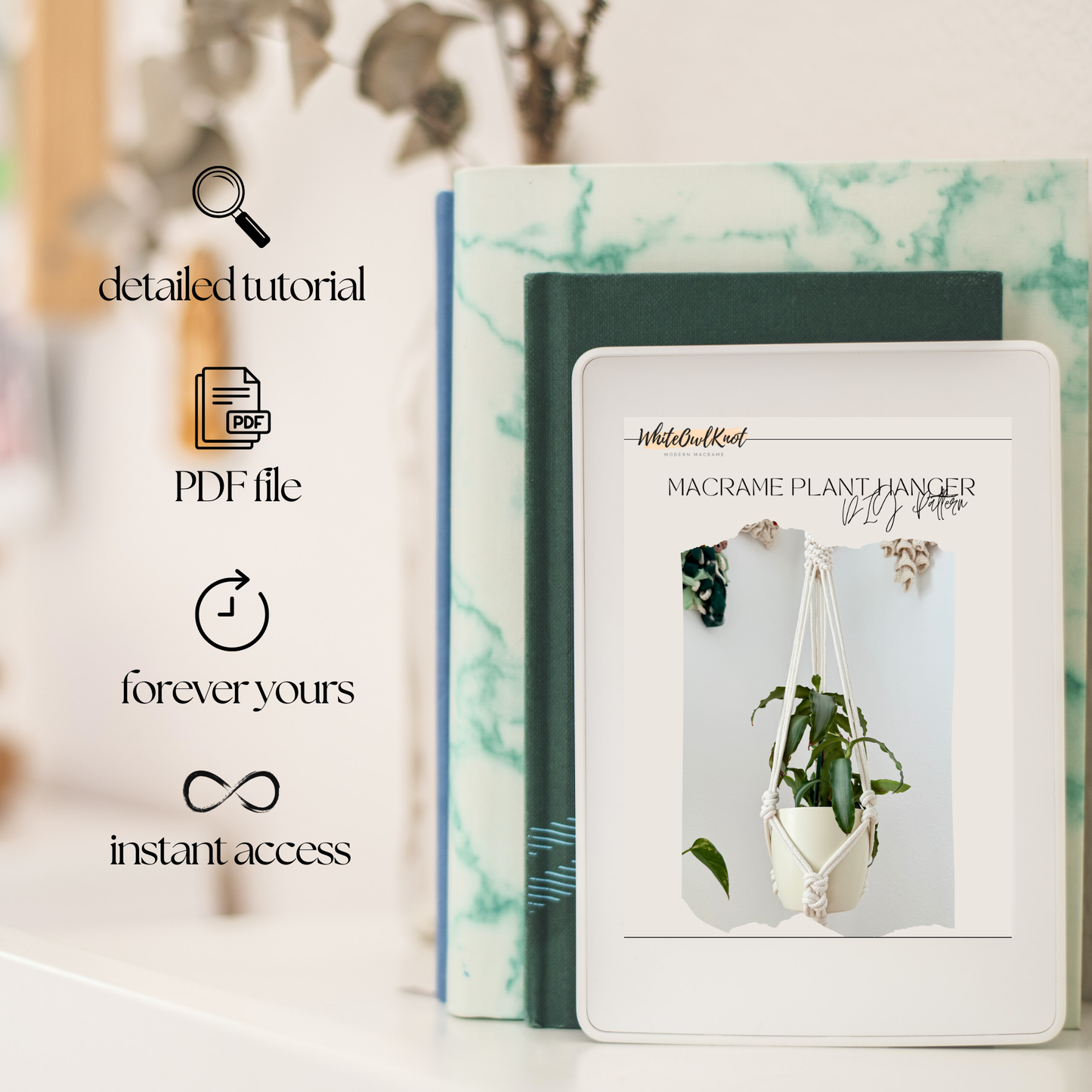 Klassische Makramee-Pflanzenampel Anleitung PDF — Zeitloses Design