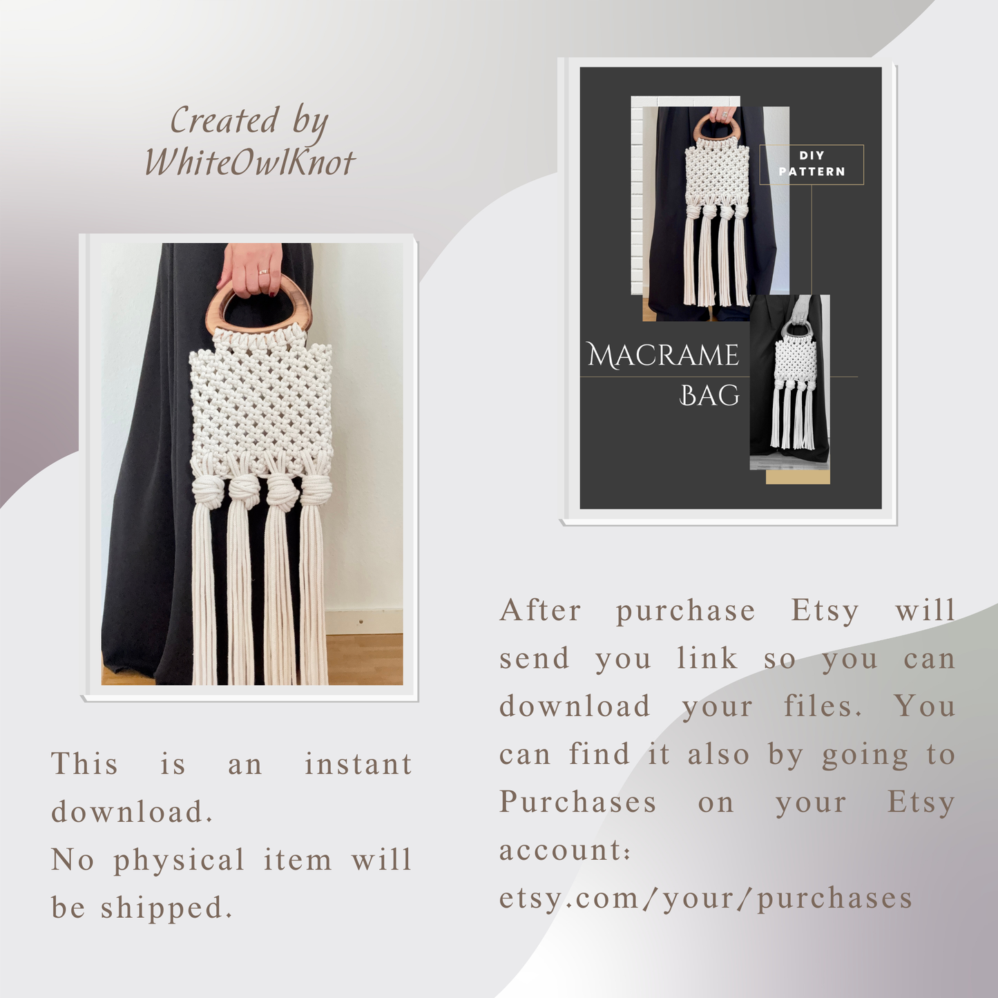 Macrame Bag DIY Pattern, How To Make Boho Chic Handbag