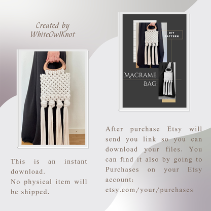 Macrame Bag DIY Pattern, How To Make Boho Chic Handbag