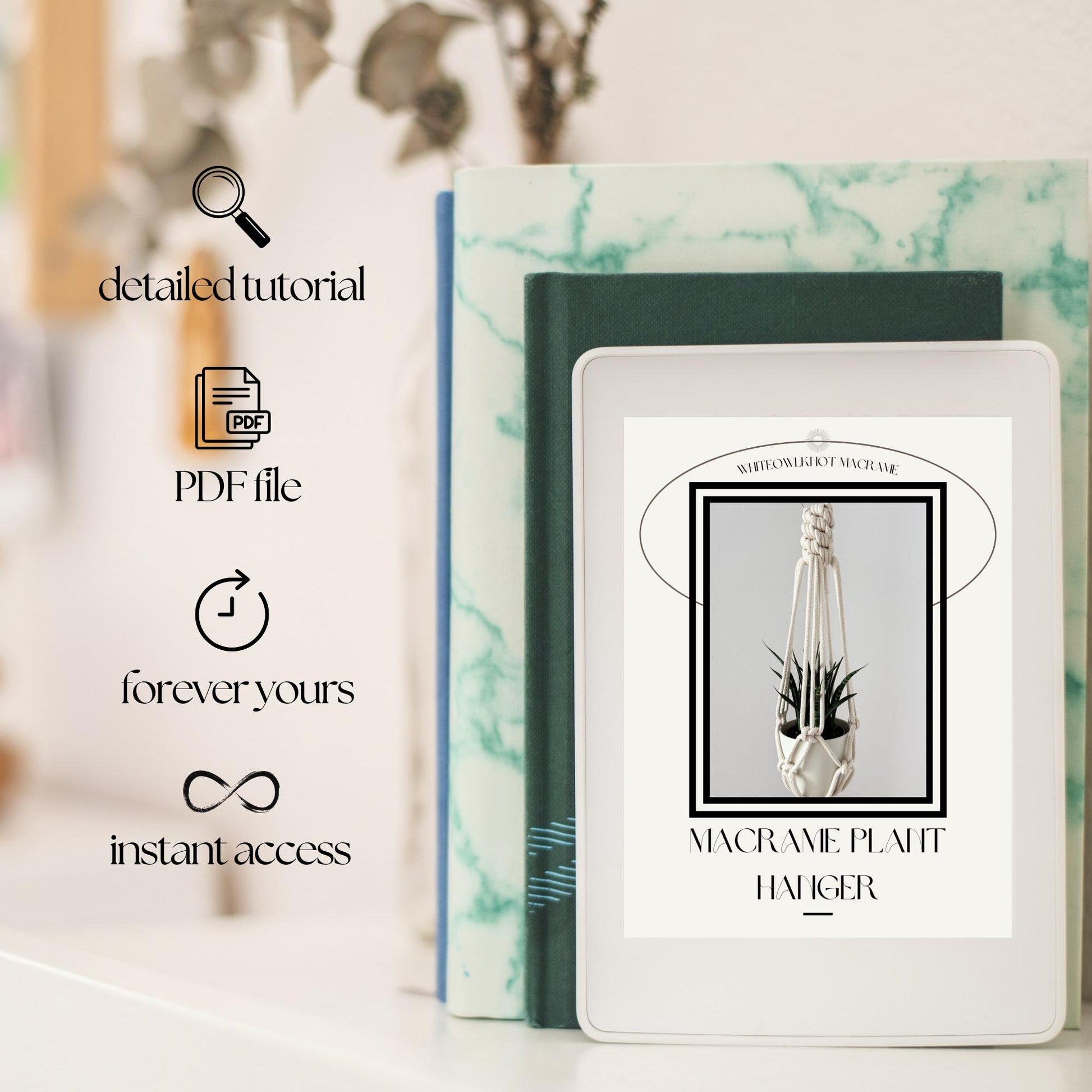 Book with a cover featuring a plant illustration and text on a blurred background