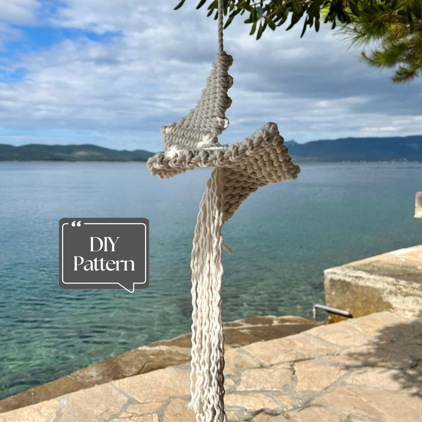 3D Art "Ocean Spirit", Beach House Decor Macrame Pattern