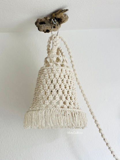 Textile lampshade against a white wall