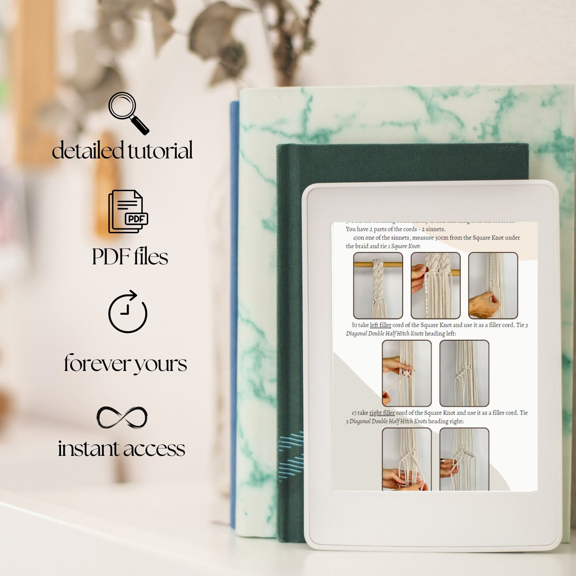 Product packaging with text overlay on a blurred background