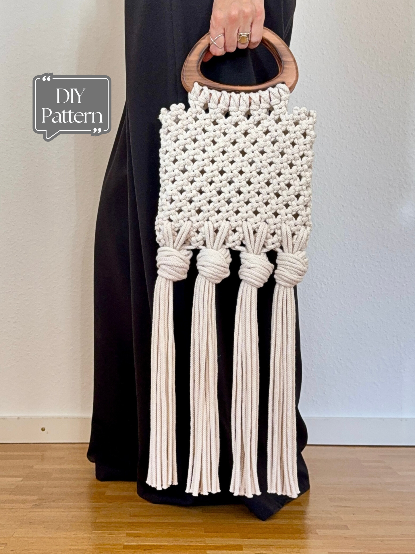 Macrame Bag DIY Pattern, How To Make Boho Chic Handbag