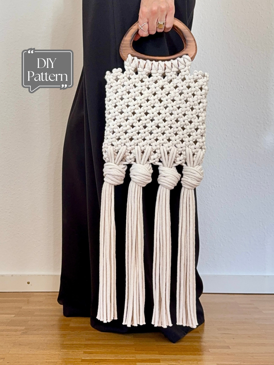 Macrame Bag DIY Pattern, How To Make Boho Chic Handbag