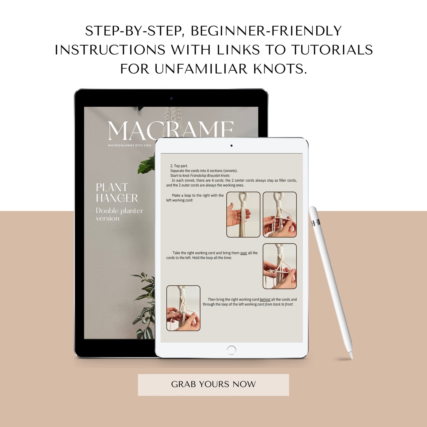 Set of 2 Macrame Plant Hanger Patterns PDF | Double & Triple Design