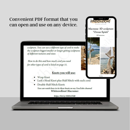 3D Art "Ocean Spirit", Beach House Decor Macrame Pattern