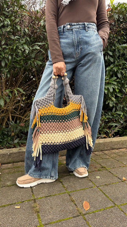 Boho Handbag Pattern, Macrame Shopping Bag DIY