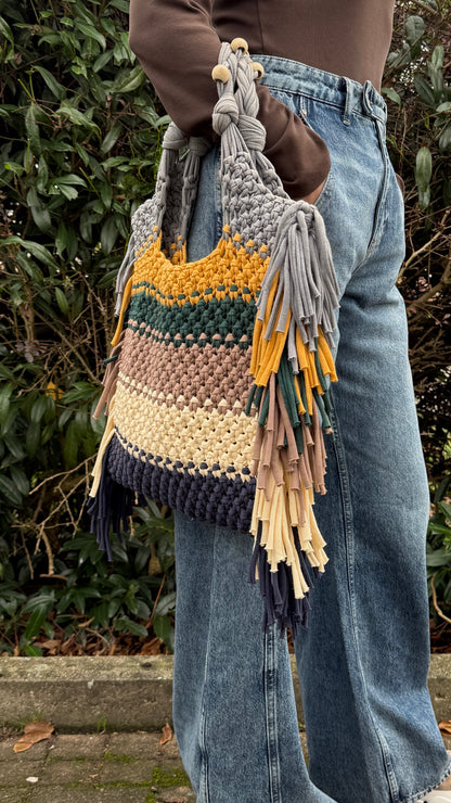 Boho Handbag Pattern, Macrame Shopping Bag DIY