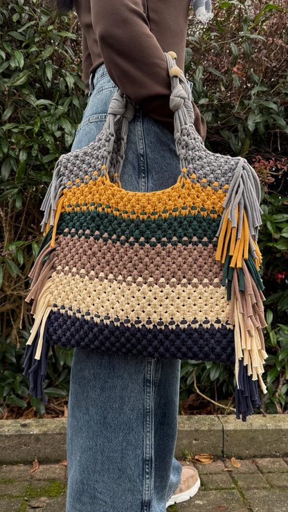Boho Handbag Pattern, Macrame Shopping Bag DIY