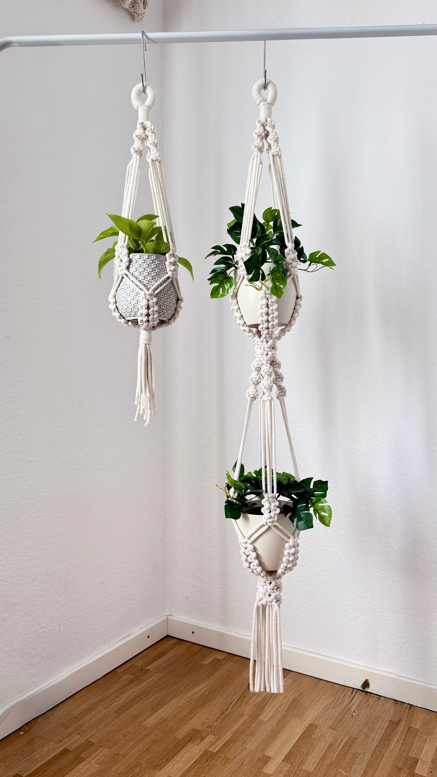 Macrame Plant Hanger Pattern Set of 2 PDF – Single & Double Hanging Planter DIY