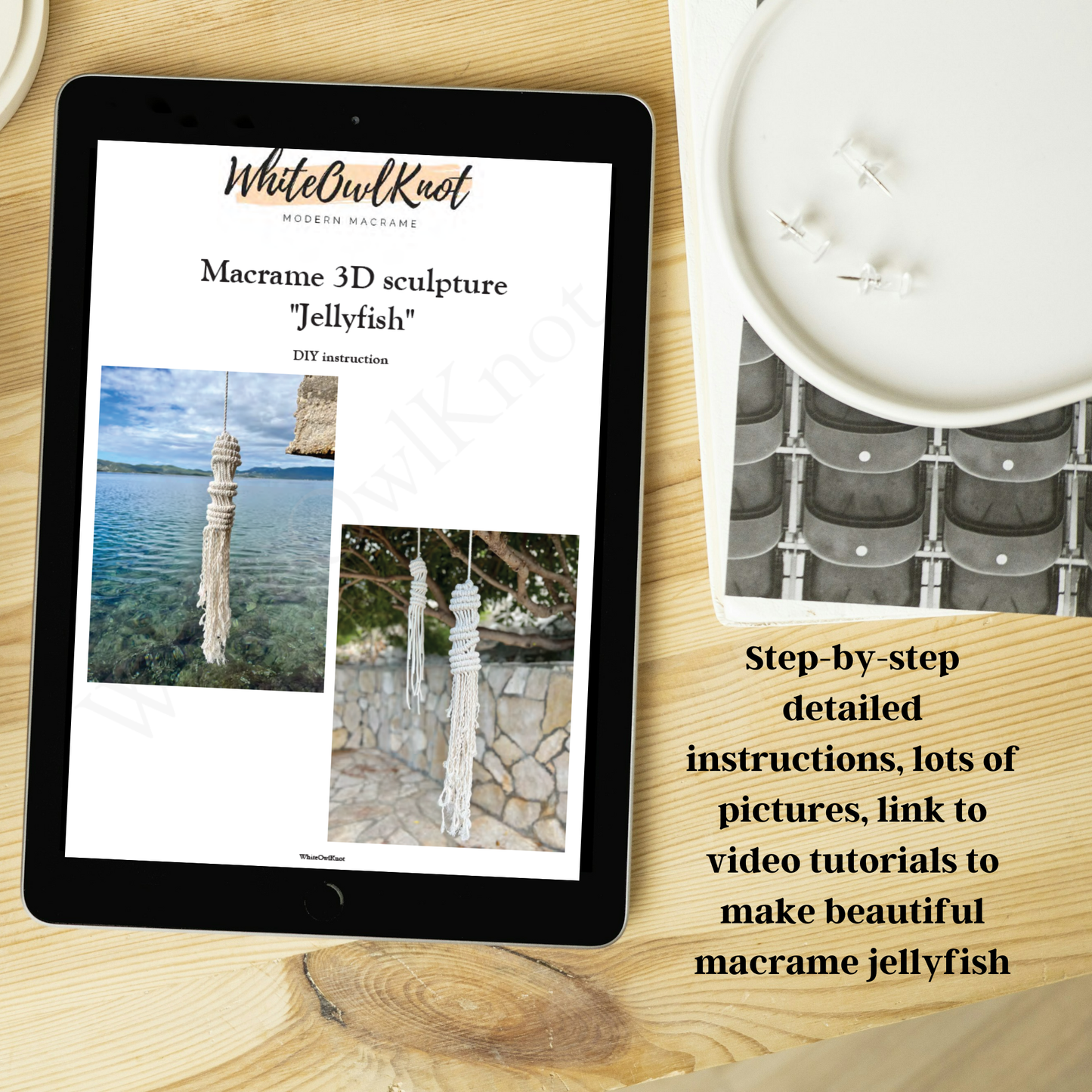 Macrame Jellyfish DIY Pattern, 3D Fiber Art Sculpture