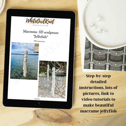 Macrame Jellyfish DIY Pattern, 3D Fiber Art Sculpture