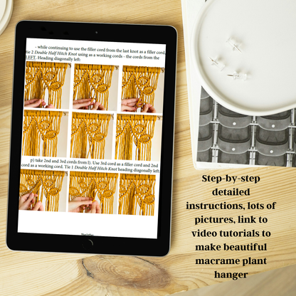 Macrame Plant Hanger Pattern PDF, Wall-Mounted Design