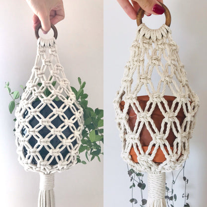 Macrame Plant Hanger Pattern PDF with Nest-Style Basket Design