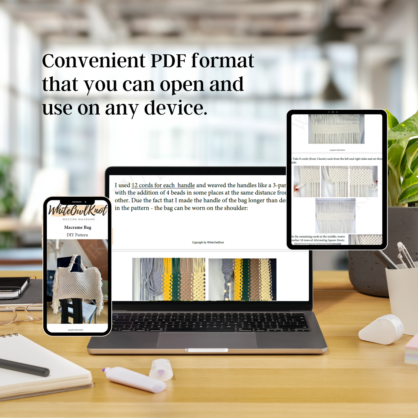 Boho Handbag Pattern, Macrame Shopping Bag DIY