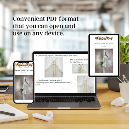 Double Macrame Plant Hanger Pattern PDF – Vertical Two-Pot Design