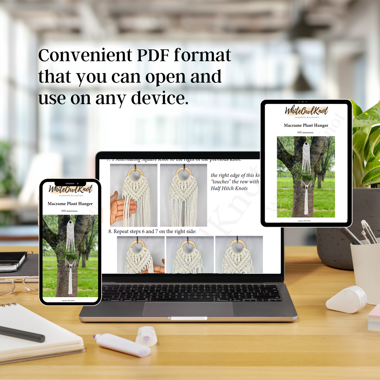 Macrame Plant Hanger Pattern, Step by Step DIY Instructions