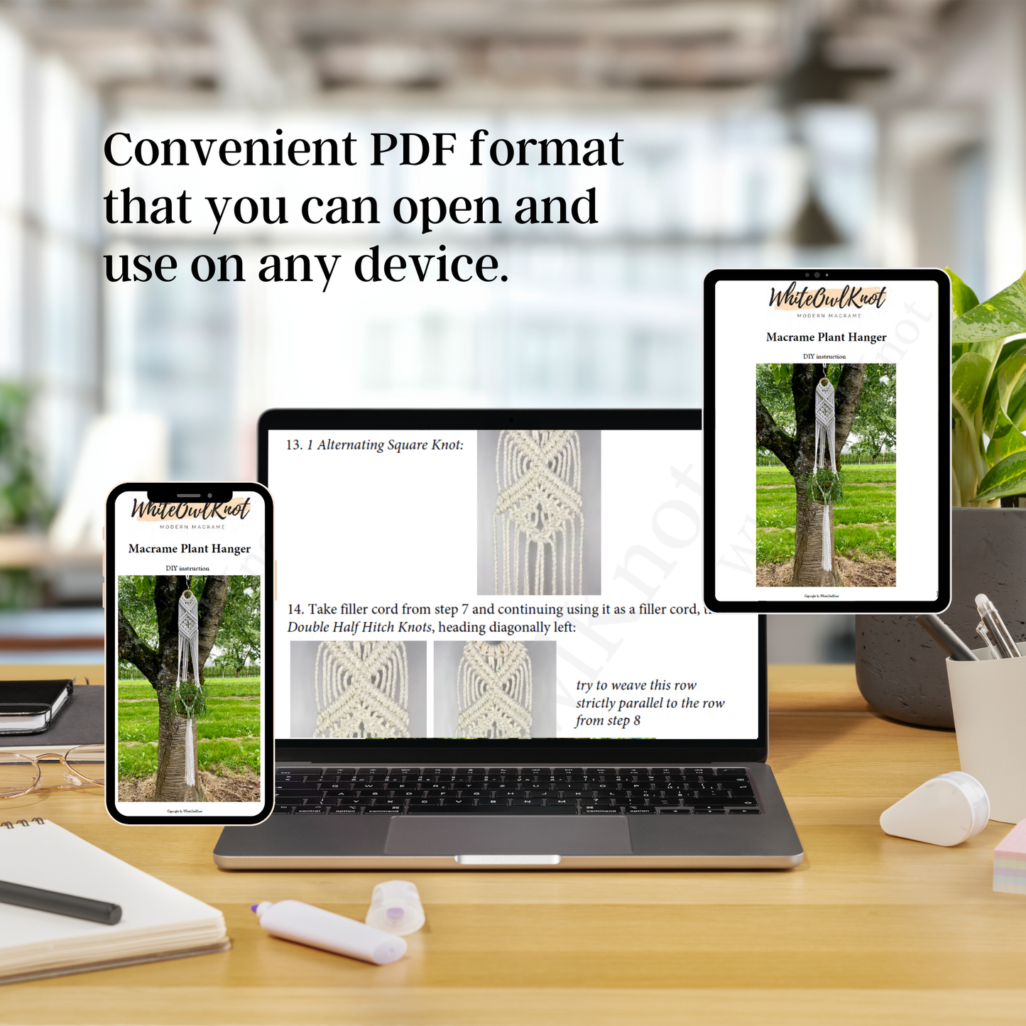 Macrame Plant Hanger Pattern, Indoor Garden Decor