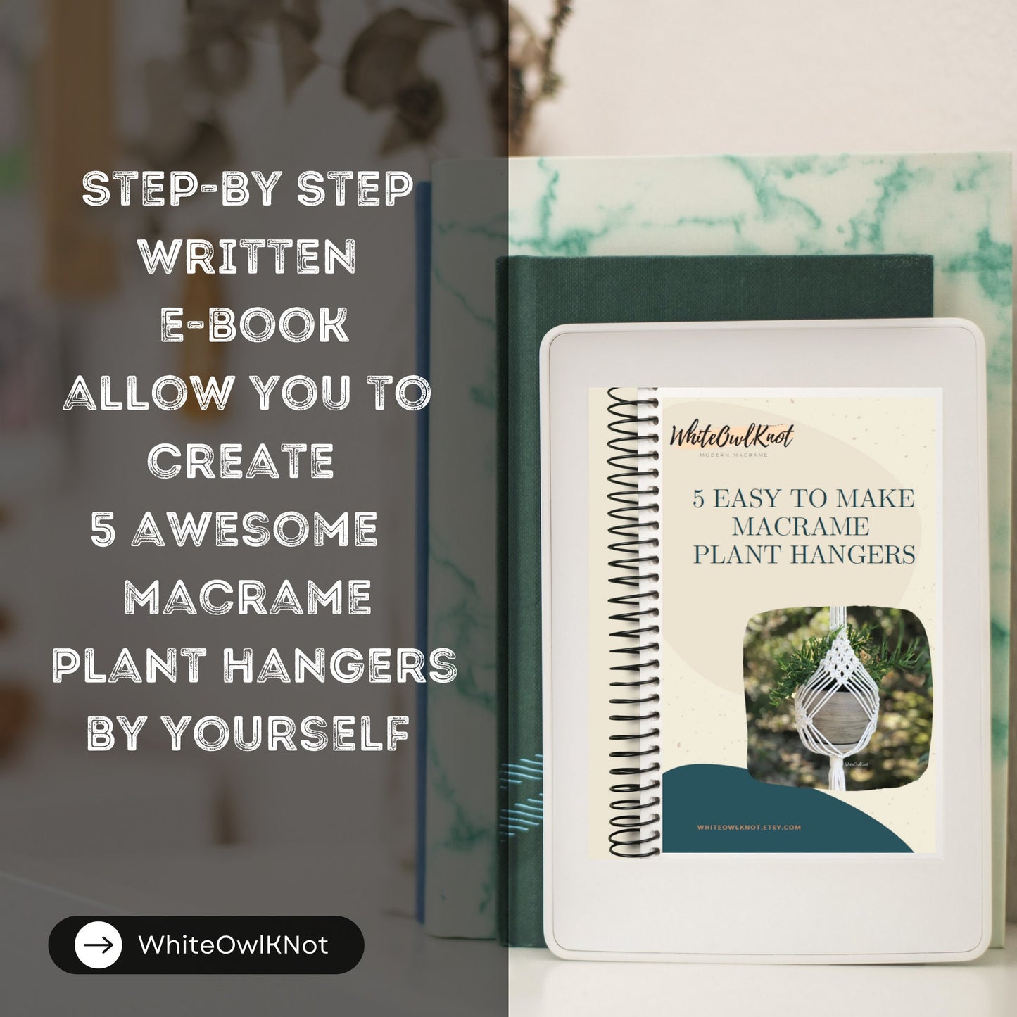 5 Macrame Plant Hangers DIY eBook, Set of 5 Patterns