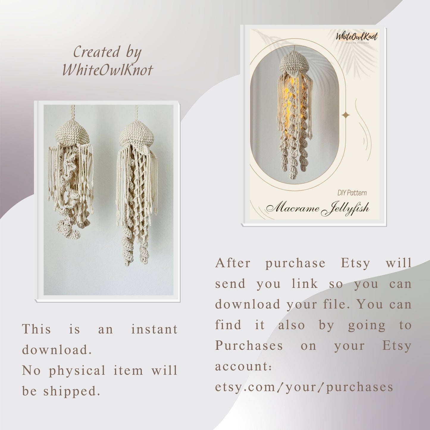 Jellyfish Macrame Pattern, Beach Vibes Home Decor