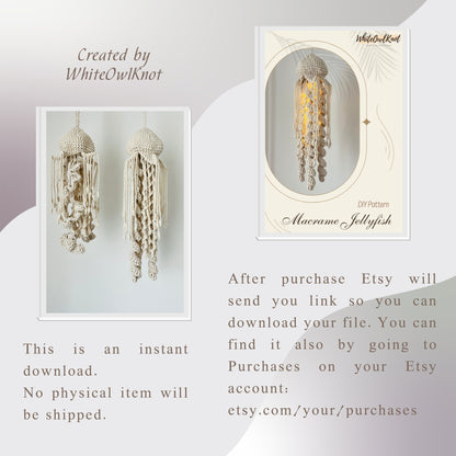 Jellyfish Macrame Pattern, Beach Vibes Home Decor