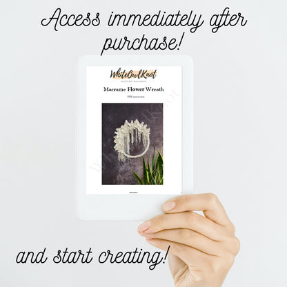 Hand holding a product packaging with text 'Access immediately after purchase! and start creating!'