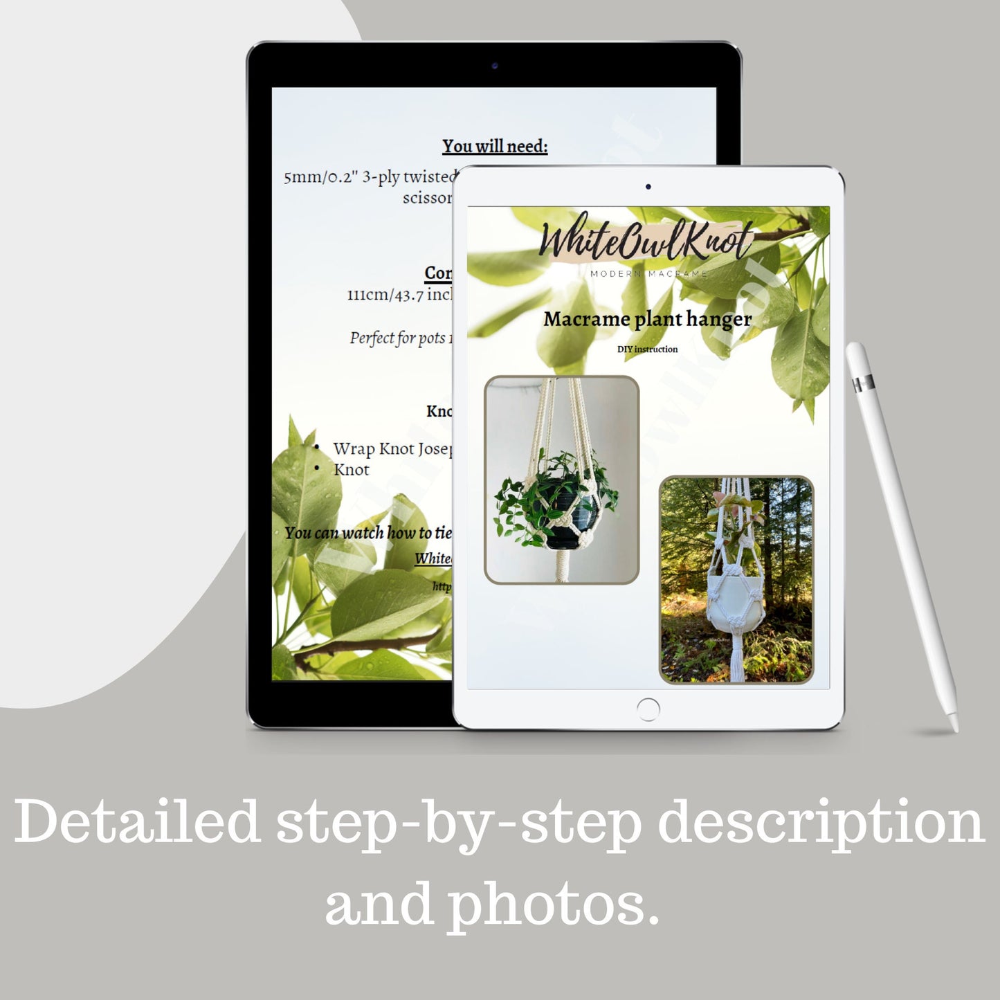 4 Makramee-Pflanzenampel DIY Anleitungen - Verwandeln Sie Terrasse und Balkon mit eklektischer Dekoration. Sofortige digitale Downloads. Geschenkidee für Pflanzenliebhaber