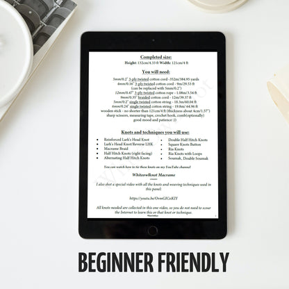Tablet displaying a text document with 'Beginner Friendly' text on a white surface.