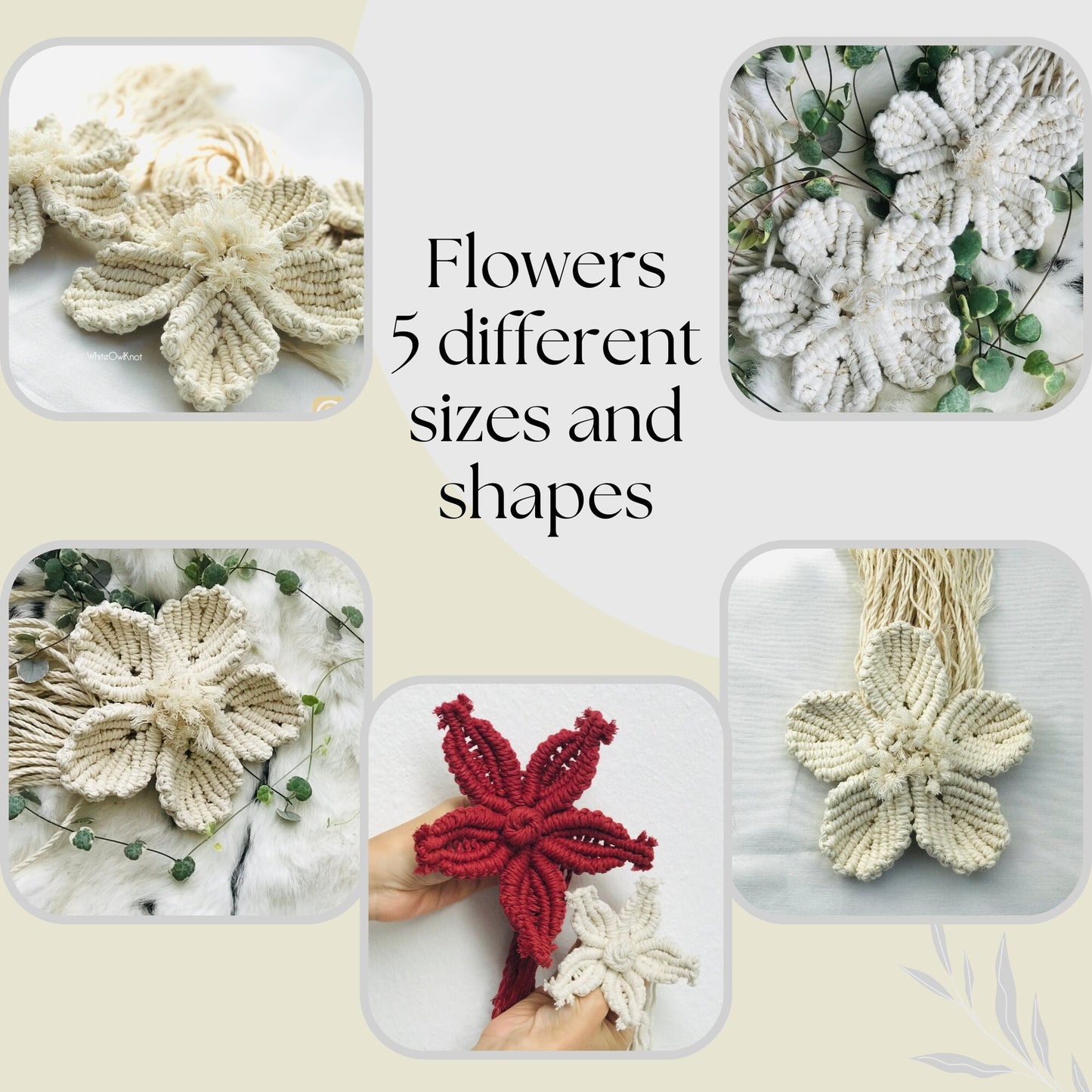 Bundle of 14 DIY Macrame Floral Patterns to Make Unique Floral Pieces