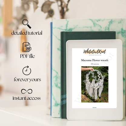Flower Wreath DIY Macrame Pattern, Digital Download