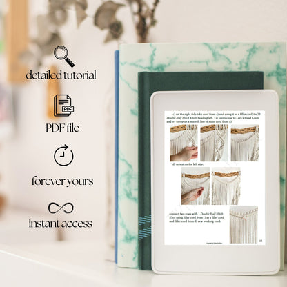 E-book reader displaying a PDF file with tutorials on a blurred background