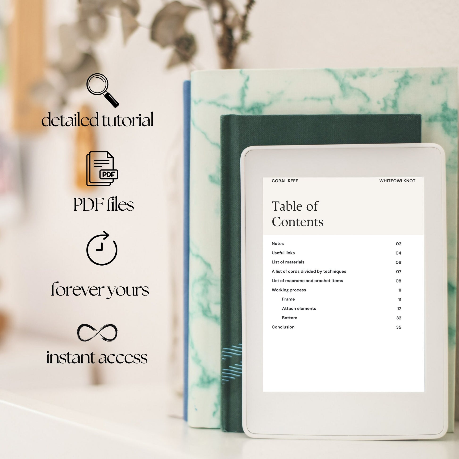 E-reader with digital book on a blurred background
