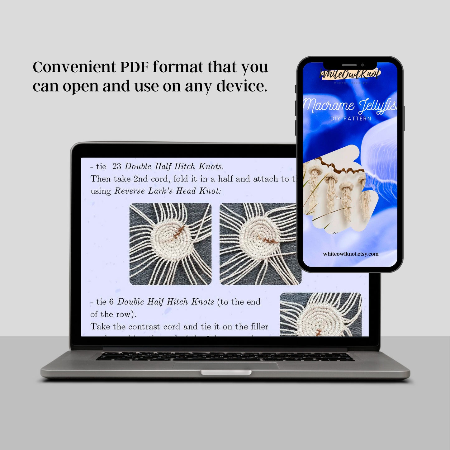 Jellyfish Macrame Pattern, 3D Macrame Decor DIY eBook